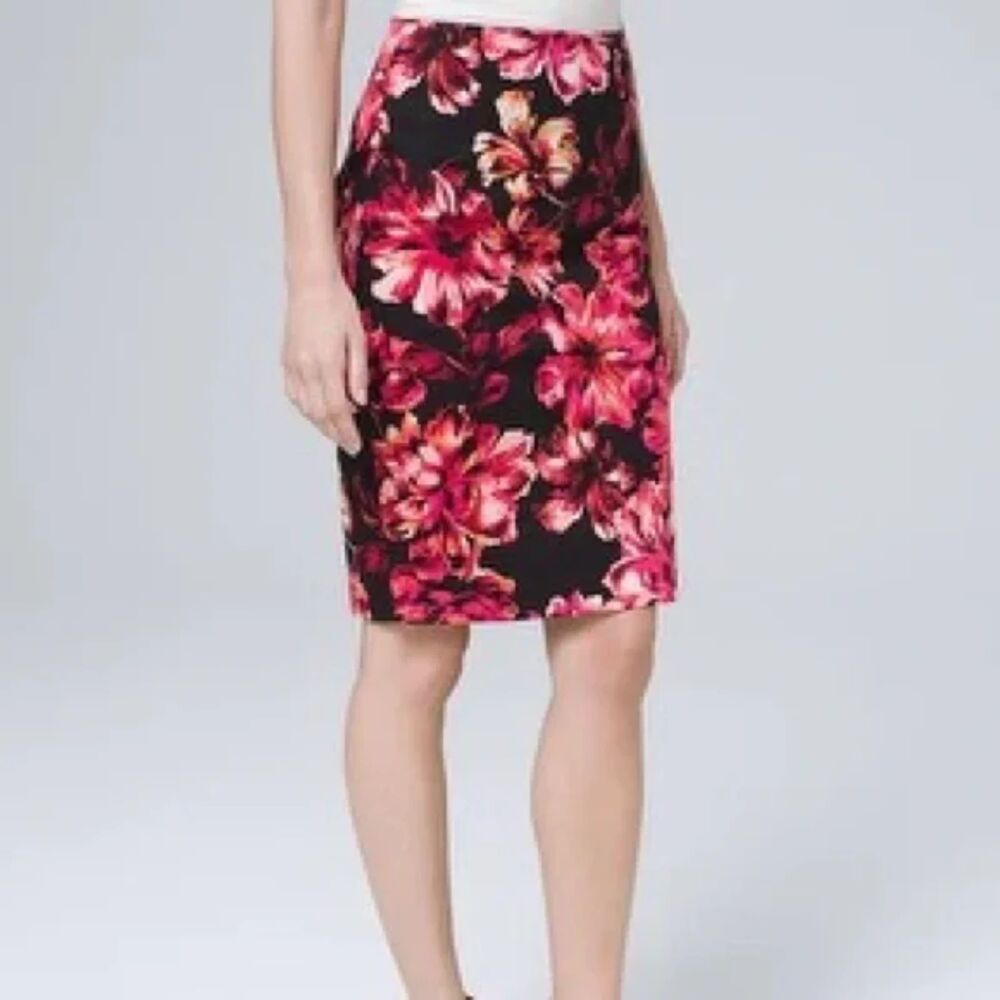 WHBM White House Black Market Floral Pencil Skirt Size 6 Stretch